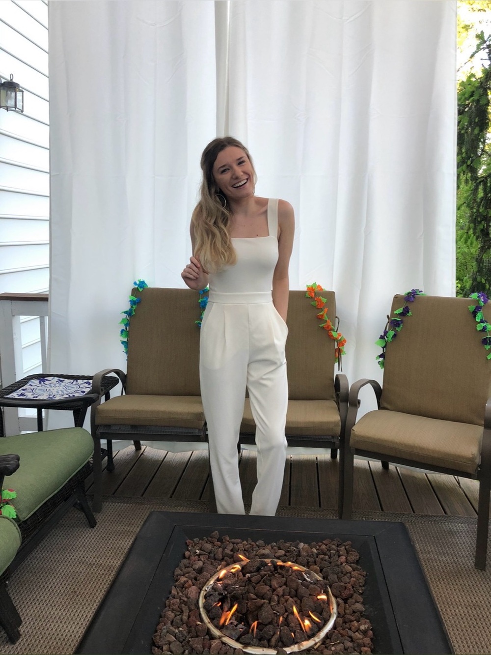 Cream Wide-Strap Jumpsuit XXS Petite